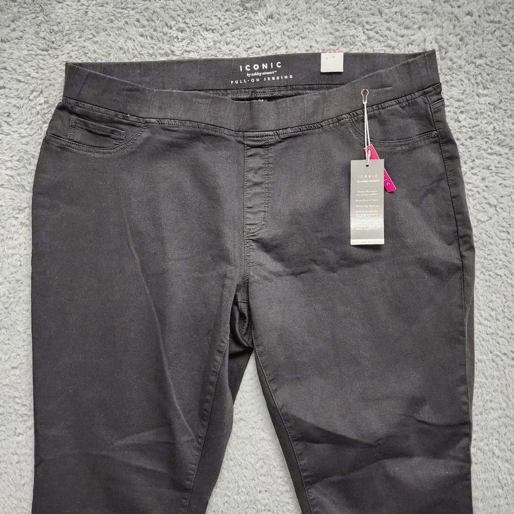 Ashley Stewart Iconic Pull On Jegging Womens 24 Short Black Stretch NEW‎ w/ Tag
